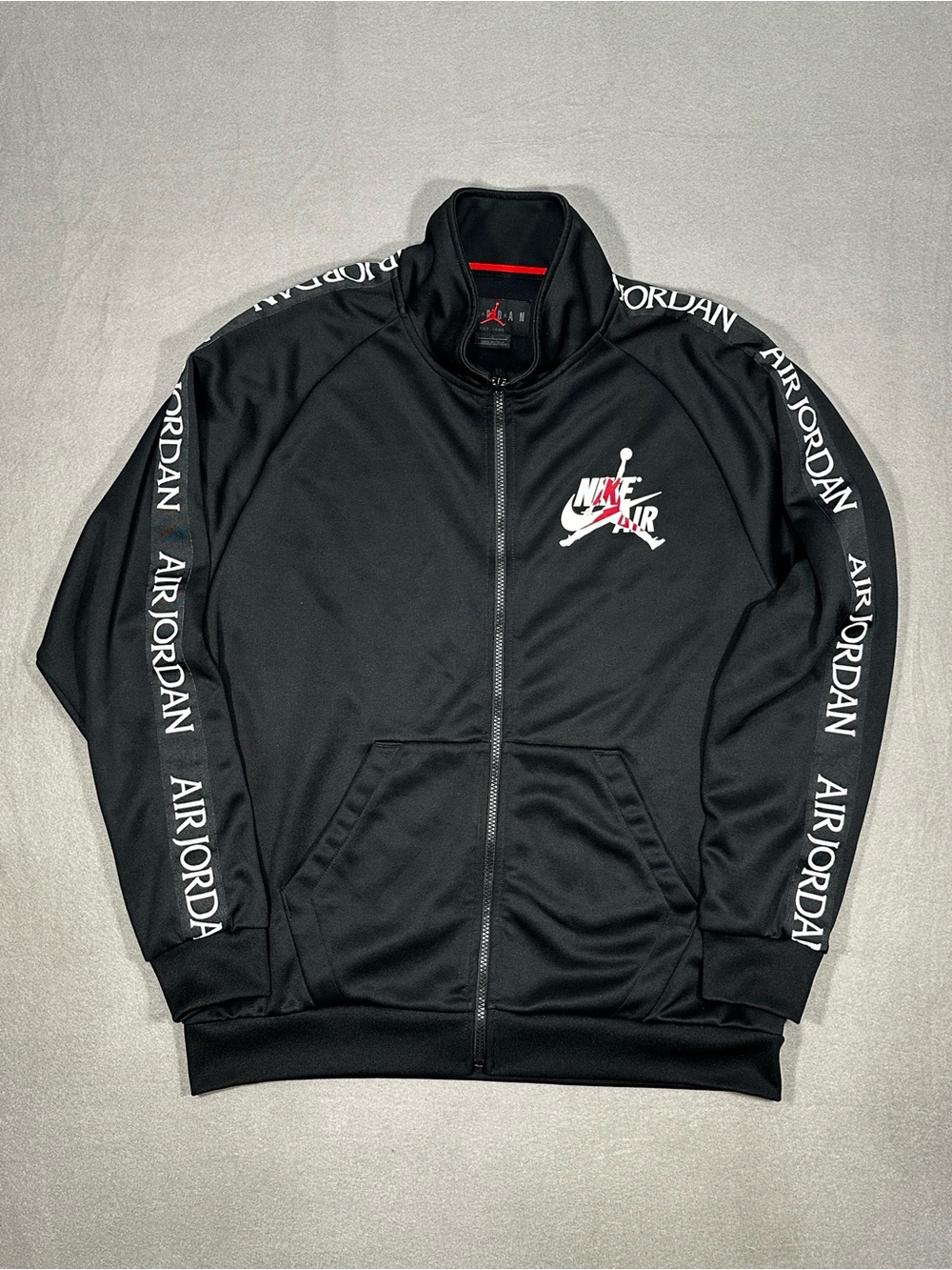 Nike Air Jordan Full Zip Track Jacket Black Logo Tape Mens Large
